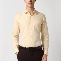Peter England Yellow Slim Fit Shirt-image-82