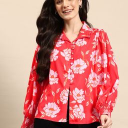 Mast & Harbour Floral Print Puff Sleeve Top-image-35