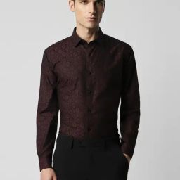 Van Heusen Maroon Cotton Slim Fit Printed Shirt-image-14