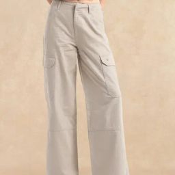 RAREISM Beige Cotton Blend Solid Trousers-image-5