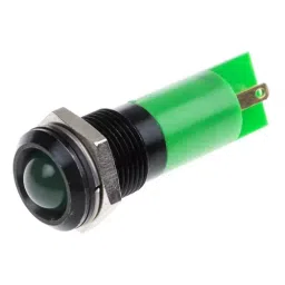 RS PRO Green Panel Mount Indicator 12 V, Mounting Hole Size 14 mm, IP Rating IP67, Model No 204316-10