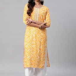 READIPRINT FASHIONS Yellow Printed Straight Kurta-picture-34
