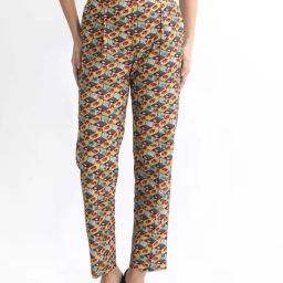 RAREISM Yellow Cotton Blend Printed Trousers-image-83