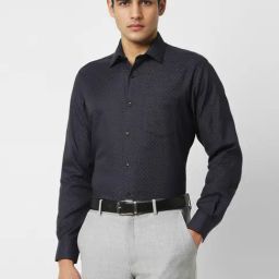 Van Heusen Black Cotton Regular Fit Polka Dot Shirt-picture-5