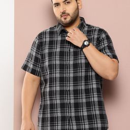 Sztori Men Plus Size Classic Checked Pure Cotton Casual Shirt-image-54