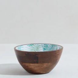 Westside Home Green Leaf Print Small Bowl-image-1