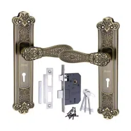 Atom Zinc Alloy Beige Door Handle Lock Set, O-49 K.Y. B/A-picture-22