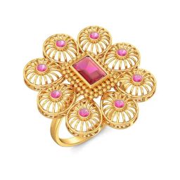 Joyalukkas 22k Gold Gemstone Floral Ring-image-72
