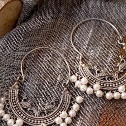 Teejh Ethnic Sumeda Silver Oxidized Hoop Hoop Earrings-19