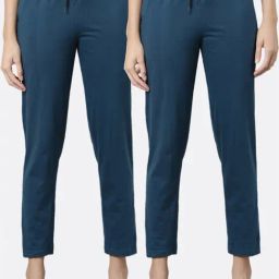 Kryptic Teal Cotton Mid Rise Pants - Pack of 2-image-49