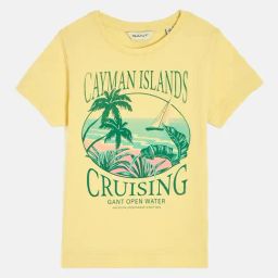 GANT Boys Graphic Printed Yellow Round Neck Cotton T-shirt-image-21