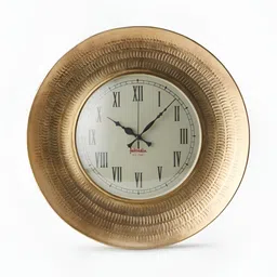 Fabindia Tejas Gold-Toned & White Textured Metal Round Shaped Wall Clock-picture-38