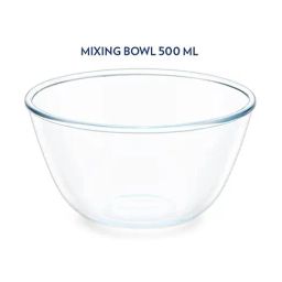 Borosil White Glass Mixing & Serving Bowl With Blue Lid - Set of 2 image 2