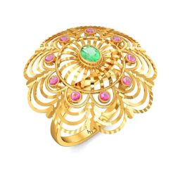 Joyalukkas 22k Gold Floral Gemstone Ring-image-73