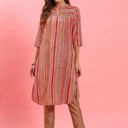 Shree Mandarin Collar Geometric Liva Straight Kurta-image-60