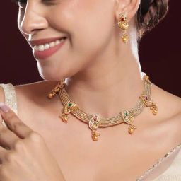 Rubans Gold-Tone Plated Pink & Green Set for Women-picture-48