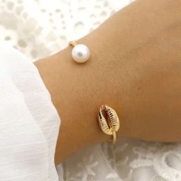 Joker & Witch Ivory Gem Ocean Of Pearls Gold Flexible fit Bracelet-image-4