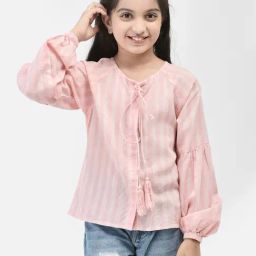 Crimsoune Club Kids Pink Striped Full Sleeves Top-image-45