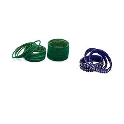 Somil Classic Combo Glass Bangles | Simple Chudi Set For Women & Girls | Daily Use & Special Occasions, Combo Of 2 Set, Green, Blue-image-125