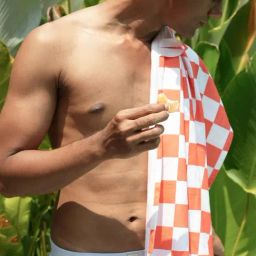 Thirsty Towel White and Orange Blend Checks Bath Towel-11