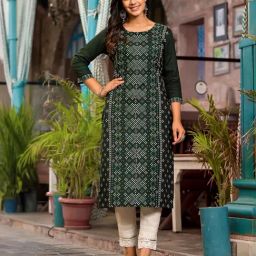 Juniper Green Printed Straight Kurta-image-10