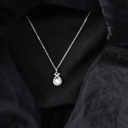 Clara 925 Sterling Silver Platinum Plated Swiss Zirconia Asal Freshwater Pearl Pendant Chain Necklace for Women-image-98