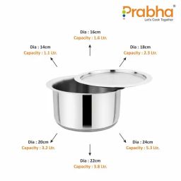 Prabha Stainless Steel Silver Milk Topes, Boiling and Cooking - Induction Base - 16cm - 1.6 Liter image 3