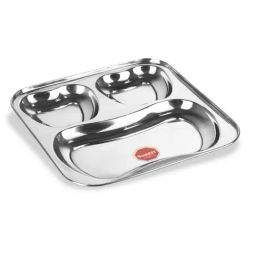 Sumeet Silver Stainless Steel Serving Plate-34
