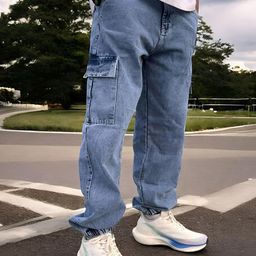 styzon Men Loose Jogger Mid-RiseLight Fade Jeans-image-2