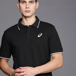 ASICS Men Black Embroidered Polo Collar Training T-shirt-image-21