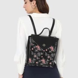 Caprese SNOW Black Faux Leather Large Backpack-16