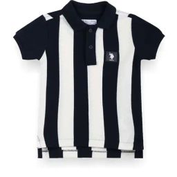 U.S. Polo Assn. Kids Navy & White Cotton Striped Polo T-Shirt-image-66