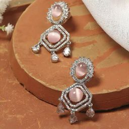 Biba Light Pink Alloy Drop & Danglers Earrings for Women-picture-8