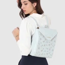 Caprese MERIDA Blue Faux Leather Large Backpack-18
