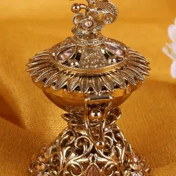 Saloni Fashion Jewellery Traditional Flower Design Gold Plated Brass Sindoor Dibbi-picture-14