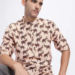 Anouk Rustic Animal Print Roll Up Sleeves Straight Kurta-picture-32