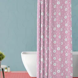 ArtzFolio Pink & White Printed Waterproof Shower Curtain-image-80