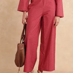 RAREISM Women Printed Relaxed Loose Fit High-Rise Trousers-image-49