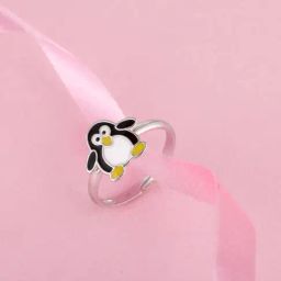 GIVA 92.5 Sterling Silver Pingu Ring for Kids-image-3
