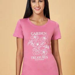 Honey by Pantaloons Pink Cotton Printed T-Shirt-image-100