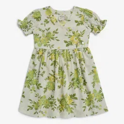 Utsa Kids by Westside Off-White Floral Fit-and-Flare Cotton-Blend Dress-image-27