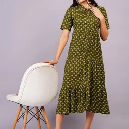 JC4U Woven Geometric Printed A-Line Midi Dress-picture-10