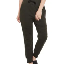 Miss Chase Olive Relaxed Fit Cotton Joggers-image-59