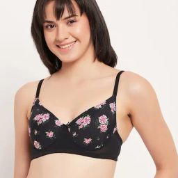 Clovia Black Floral Print Push-Up Bra-image-39