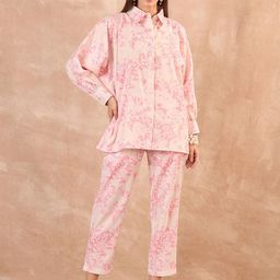 all about you Floral Printed Shirt Collar Linen Shirt With Trousers-picture-13