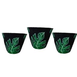 Aura Black & Green Textured Coir Planter-6