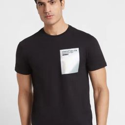 Globus Black Regular Fit Cotton Printed Crew T-Shirt-image-82