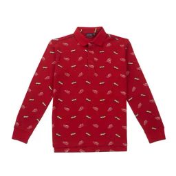 Gini & Jony Kids Red Printed Full Sleeves Polo T-Shirt-image-47