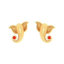 P.C. Chandra Jewellers 14k Gold Cute Ganesha Motif Stud Earrings-image-56