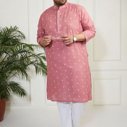 VASTRAMAY Plus Size Geometric Printed Pure Cotton Straight Kurta With Pyjamas-picture-0
